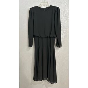 Kono of New York Women's Vintage 60's Evening Blouson Dress Black Size 11/12